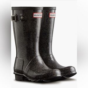 Hunter Kids Sparkly Black Rain Boots